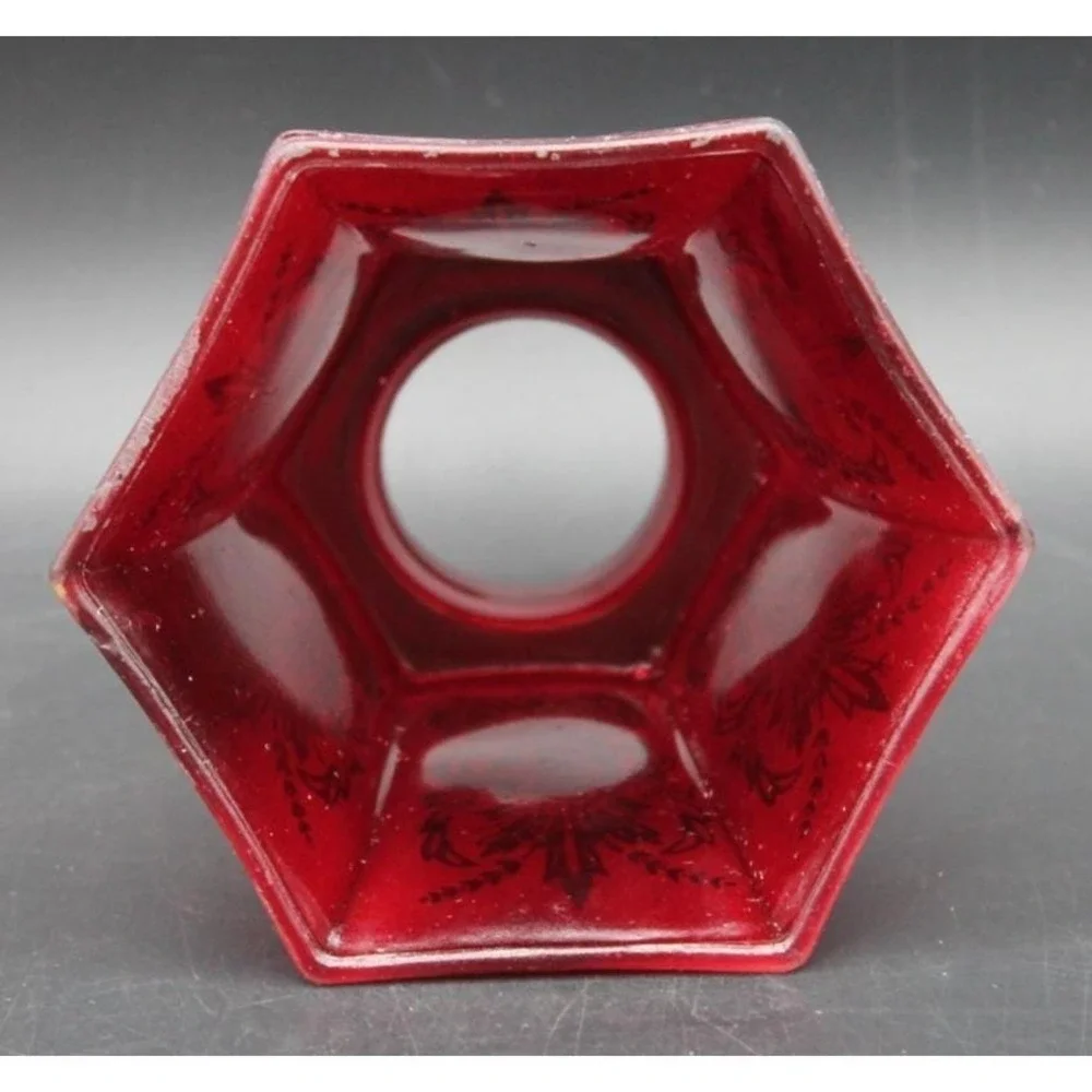 Vintage Wall Sconce Lamp w Ruby Red Frosted Glass Shade Art Deco Style